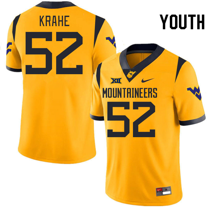 Youth #52 Nick Krahe West Virginia Mountaineers College 2024 New Uniforms Football Jerseys Stitched